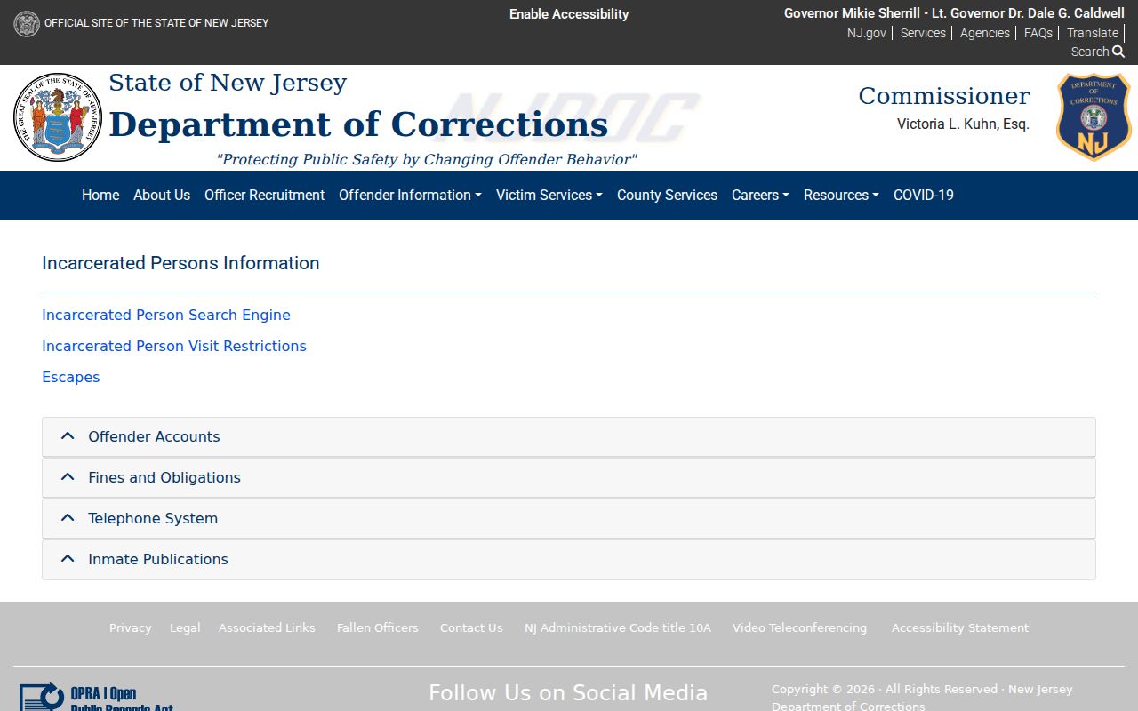 Hillsborough residents directory New Jersey corrections search entry point