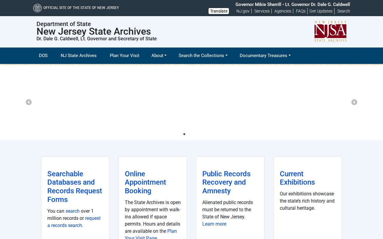 Hillsborough previous residents research through the New Jersey State Archives search